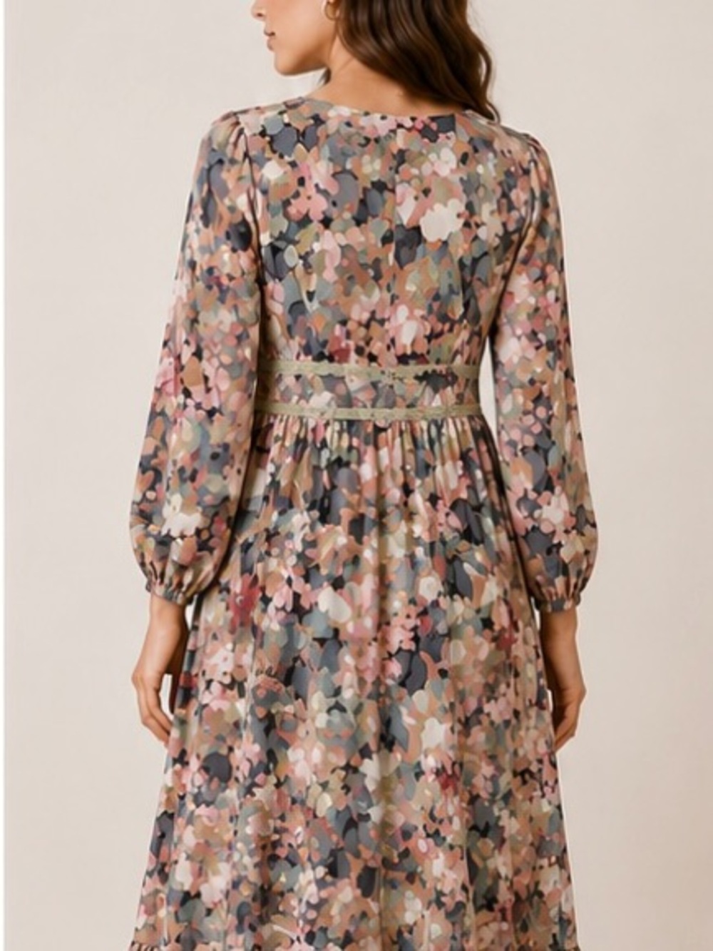 Green Floral Ankle Length Maxi Dress NWT Size M - Picture 2 of 11